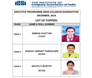 CS Executive Toppers Dec 2014 new Syllabus -
